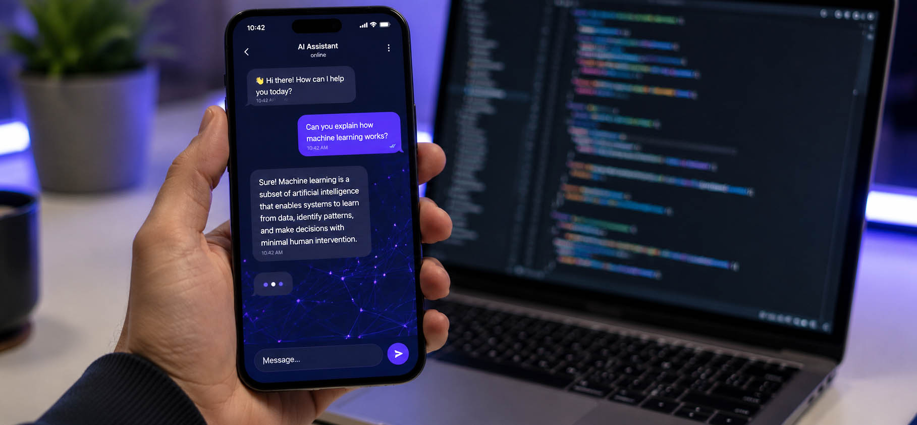 AI-integrated mobile app development — placeholder image, replace with real photo