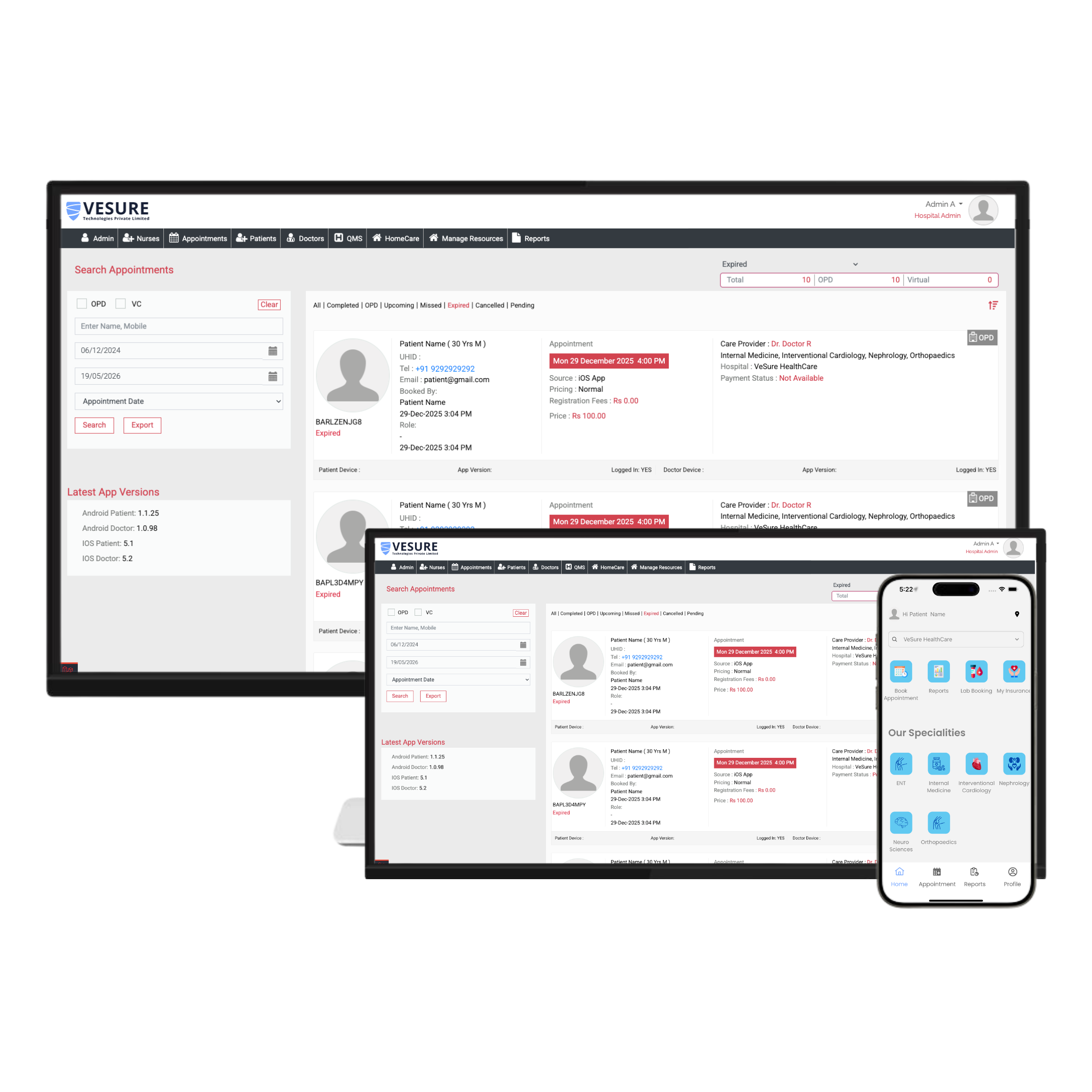Healthcare Information System Software Dashboard