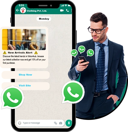 Customer using WhatsApp chat on smartphone
